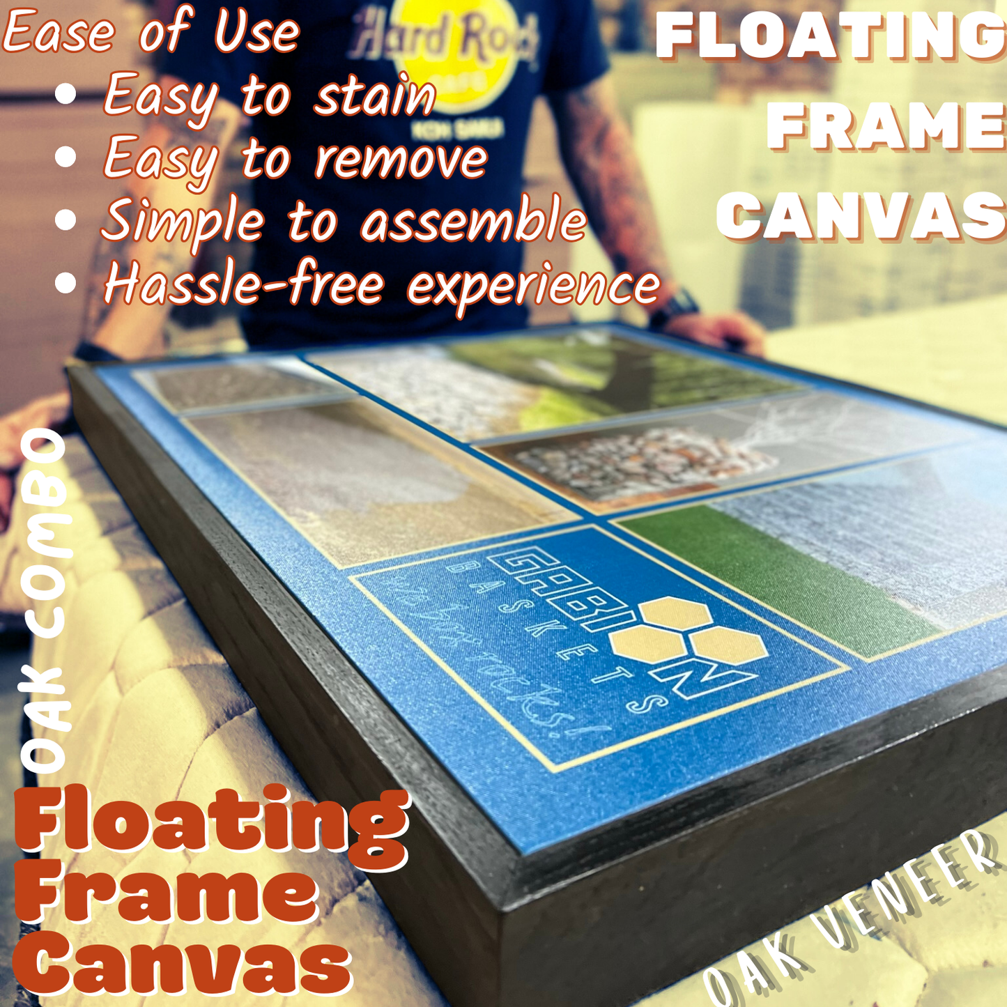 Thin Edge Oak Floating Frame & Stretch Canvas