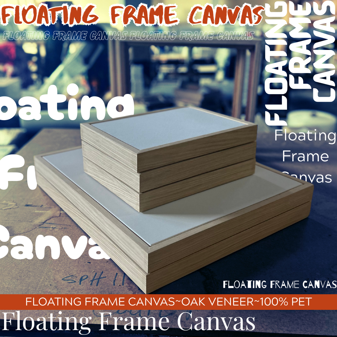 Thin Edge Oak Floating Frame & Stretch Canvas