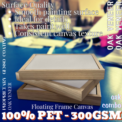 Thin Edge Oak Floating Frame & Stretch Canvas