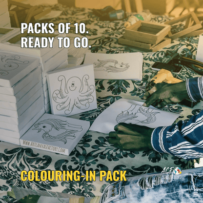 Paint n Sip Colouring - In Canvas – Bulk 10x Pack (Custom or Pre - Printed Designs) - Art Canvas Factory