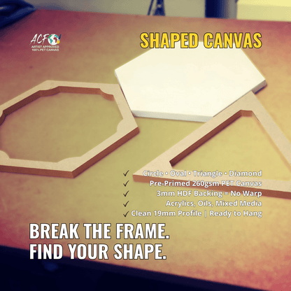 Shaped Canvas – Bold Pre - Stretched PET Surfaces (19mm Deep) - Art Canvas Factory